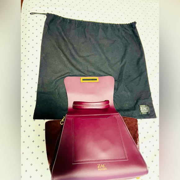Zac Posen Eartha top handle bag with removable strap in burgundy plum colour - Picture 7 of 14